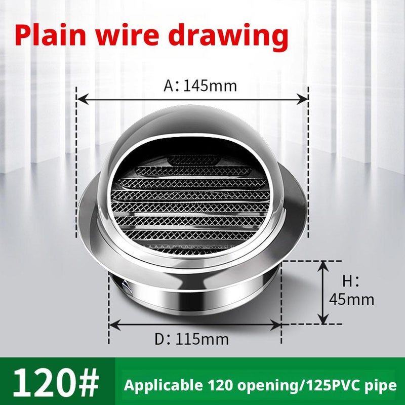 304 Stainless Steel Ventilation Cap, Rainproof and Windproof Cover for Kitchens, Bathrooms, Exterior Wall Ventilation Outlets, and Fresh Air Ducts